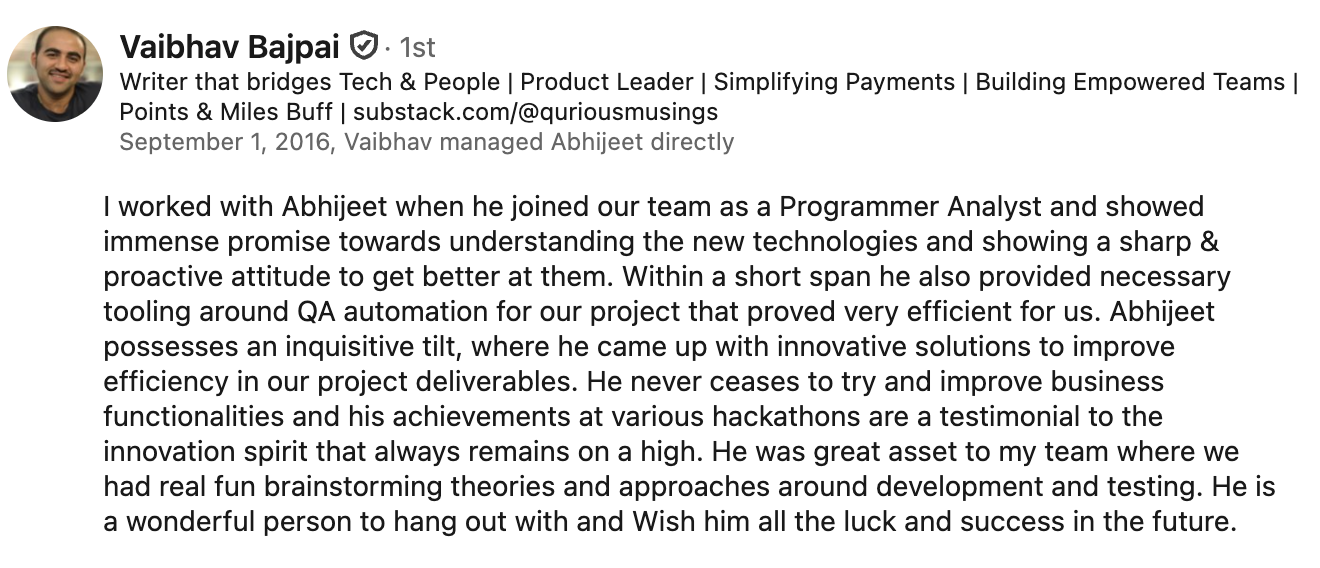 LinkedIn Recommendation