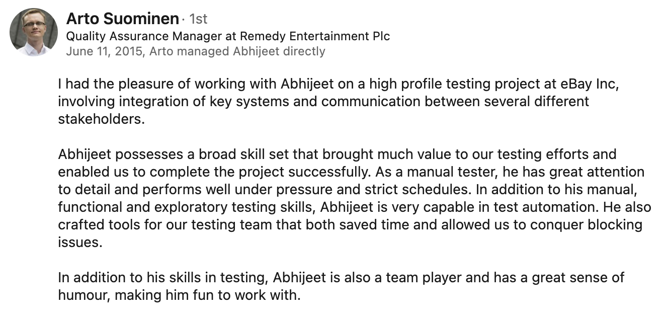 LinkedIn Recommendation