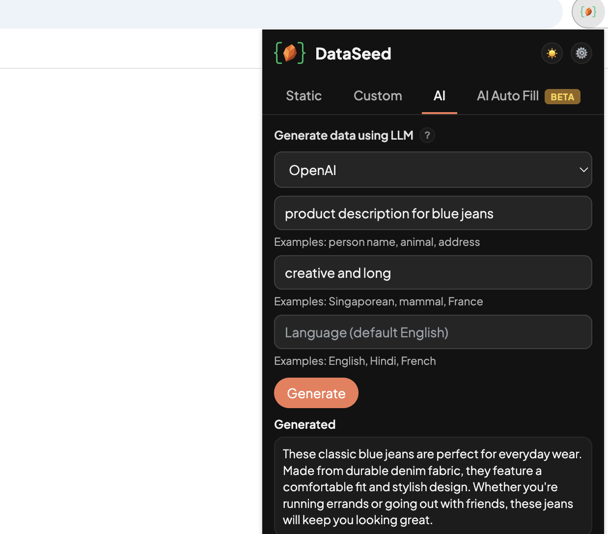 AI panel for simple data