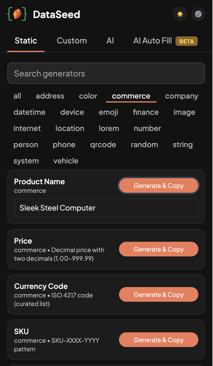 DataSeed Chrome Extension Screenshot